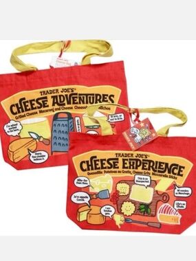 NWT Trader Joe's Cheese Adventures & Cheese Experience Tote- Two Different sides